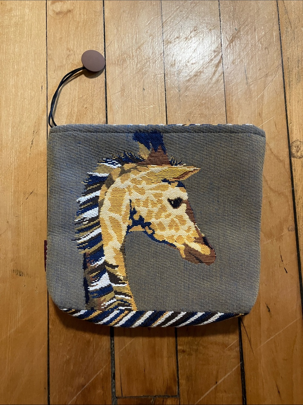 Iosis Giraffe Blue and Gray Embroidered Small Bag